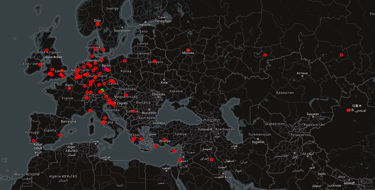 Karte mit allen QSOs